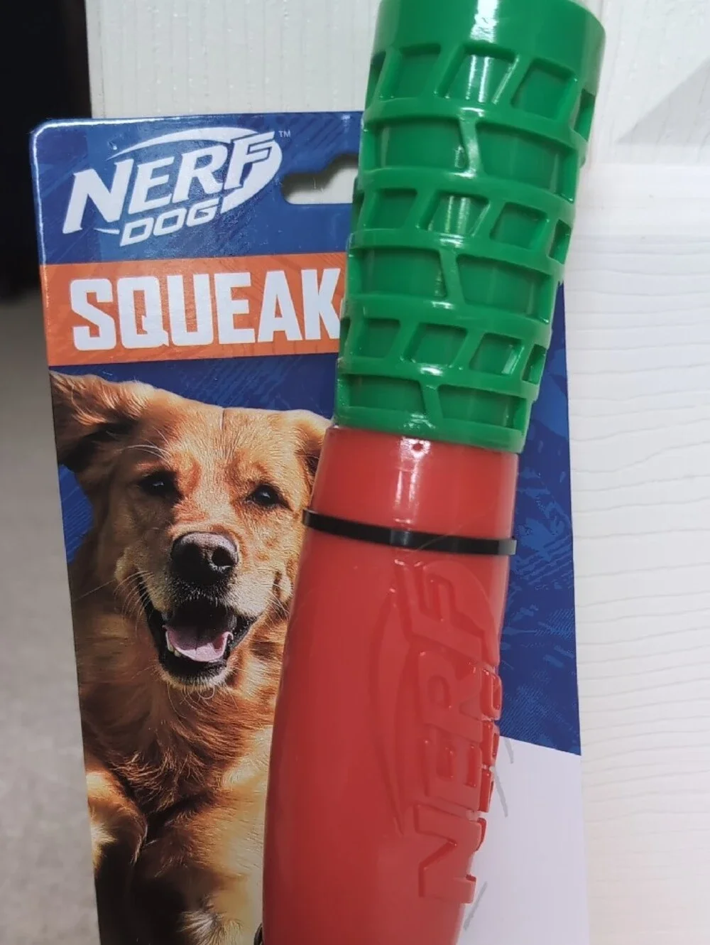 Nerf dog Squeak Dual-Color Green & Red Chew Toy